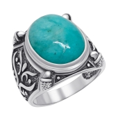 Кольцо из серебра с чернением и амазонитом