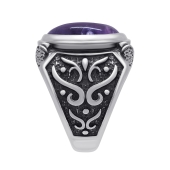 Кольцо из серебра с чернением и аметистом