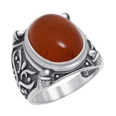 Кольцо из серебра с чернением и сердоликом