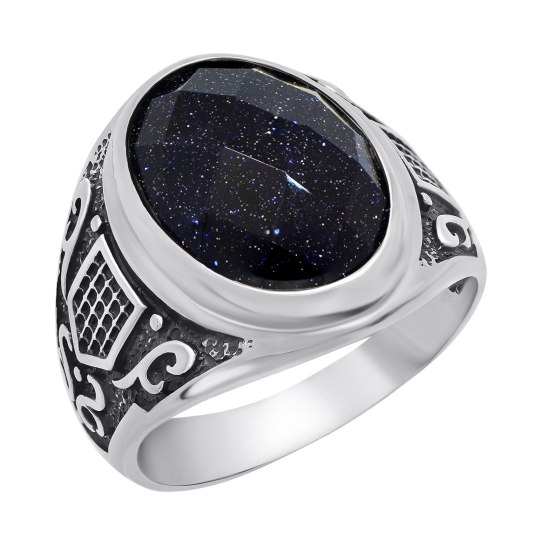 Кольцо из серебра с чернением и клинохлором