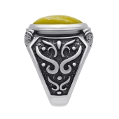 Кольцо из серебра с чернением и лизардитом