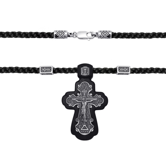 Подвеска-крест из серебра с эмалью