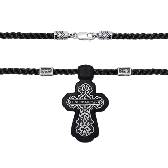 Подвеска-крест из серебра с эмалью