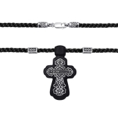 Крест из дерева с серебряными вставками на гайтане