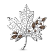 Брошь из серебра с кварцем и фианитами