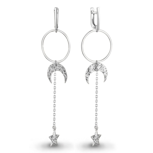 Серьги из серебра с фианитами