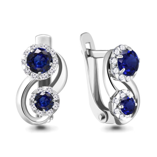 Серьги из серебра с фианитами