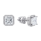 Серьги из белого золота с выращенными бриллиантами