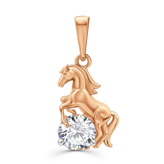 Подвеска из серебра с фианитом "Лошадь"