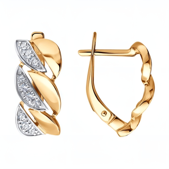 Серьги из белого золота с выращенными бриллиантами