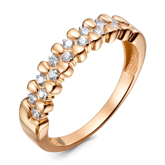 Кольцо из золота с ситаллом параиба и фианитами