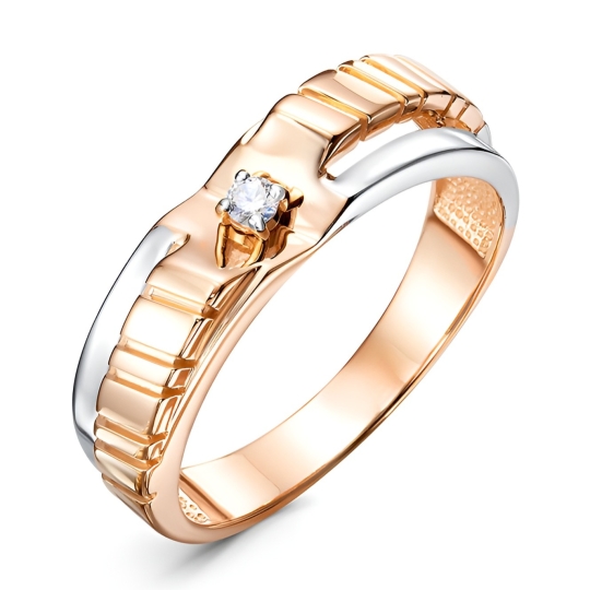 Кольцо из лимонного золота с фианитами