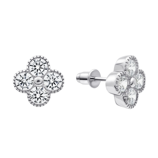 Серьги из серебра с позолотой и фианитами