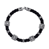 Браслет из текстиля с серебряными вставками