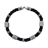 Браслет из текстиля с серебряными вставками