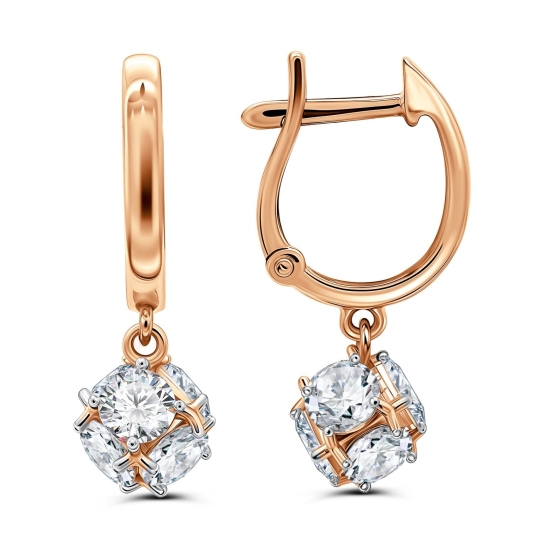 Серьги из золота с топазами London и фианитами