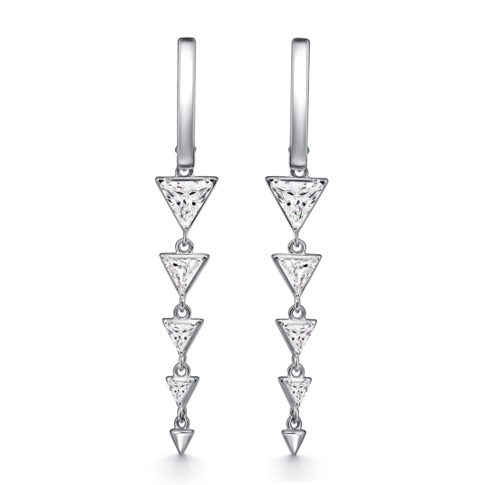 Серьги-трансформеры из серебра с ювелирными кристаллами