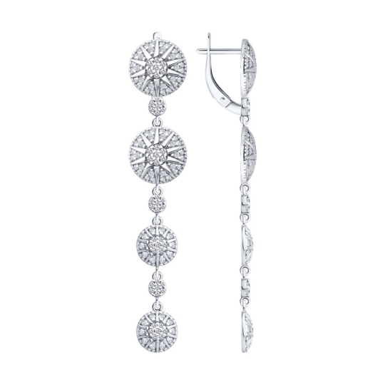 Серьги из серебра со шпинелью и фианитами