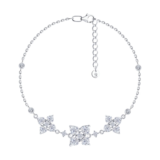 Браслет из текстиля с серебряными вставками