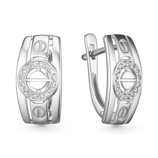 Серьги из серебра с ювелирными кристаллами лунный оникс