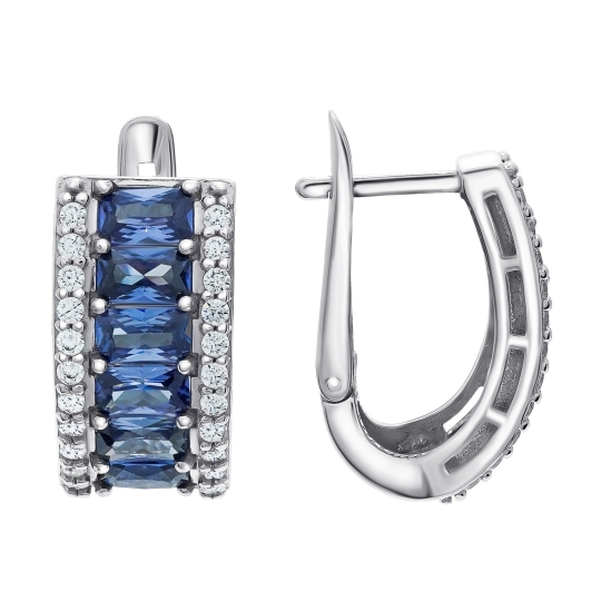 Серьги-конго из серебра с алмазной гранью