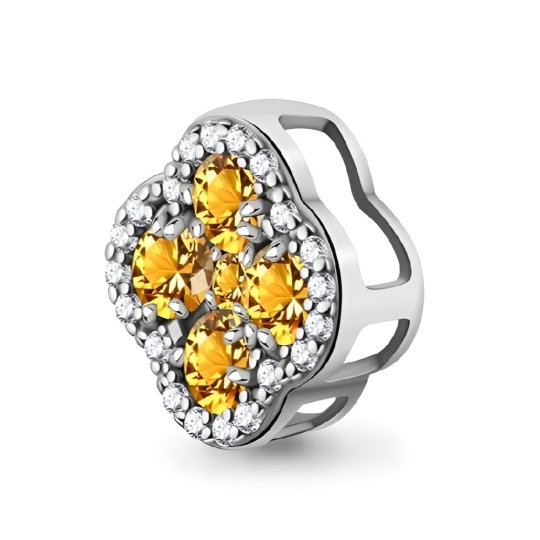 Браслет из серебра с цитринами и фианитами