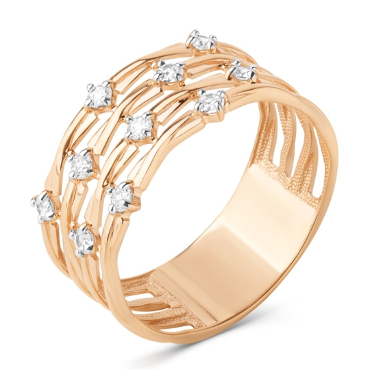 Кольцо из золота с бриллиантами и сапфиром