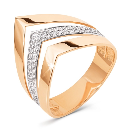 Кольцо из золота с бриллиантами и сапфиром