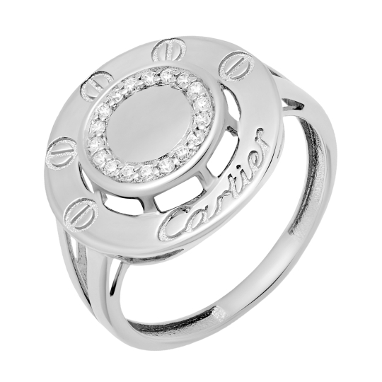 Кольцо из серебра с агатами и фианитами