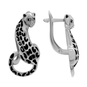 Серьги из серебра с эмалью и фианитами