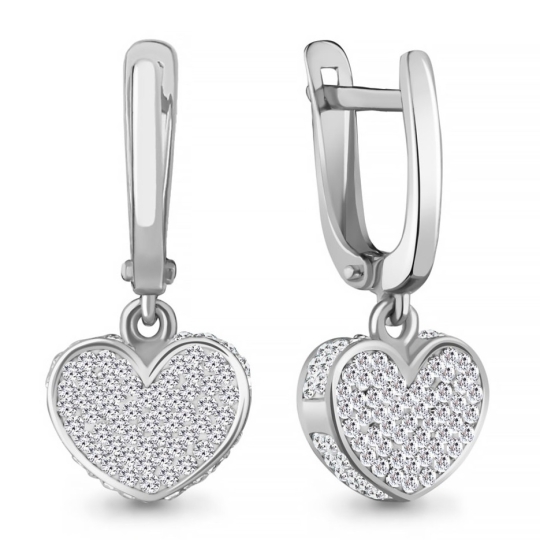 Серьги из серебра с позолотой и фианитами