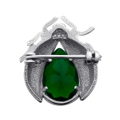 Брошь из серебра с кварцем и фианитами 