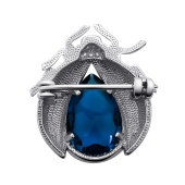 Брошь из серебра с кварцем и фианитами 