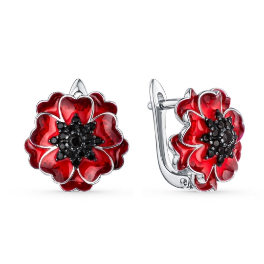 Подвеска из серебра с эмалью и фианитами