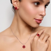 Серьги из серебра с эмалью и фианитами