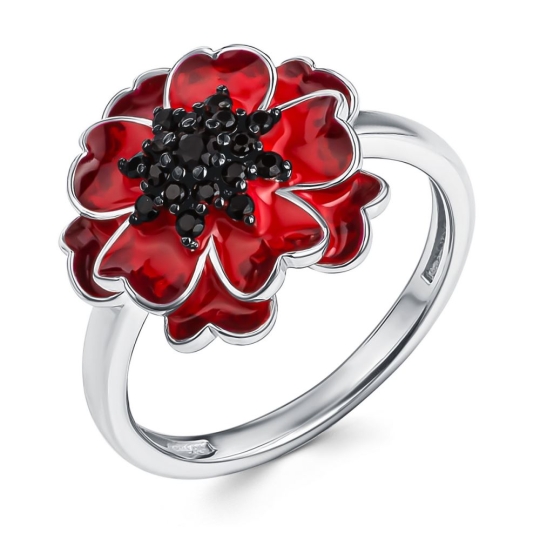 Подвеска из серебра с эмалью и фианитами