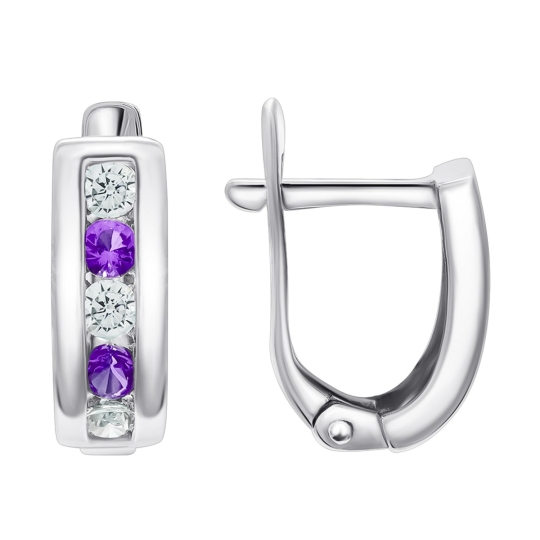 Серьги из серебра с фианитами 