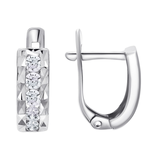 Серьги из серебра со шпинелью и фианитами