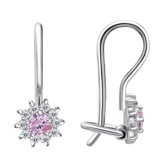 Серьги из серебра с фианитами 