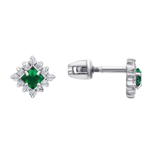 Серьги из серебра с фианитами "Пантеры"