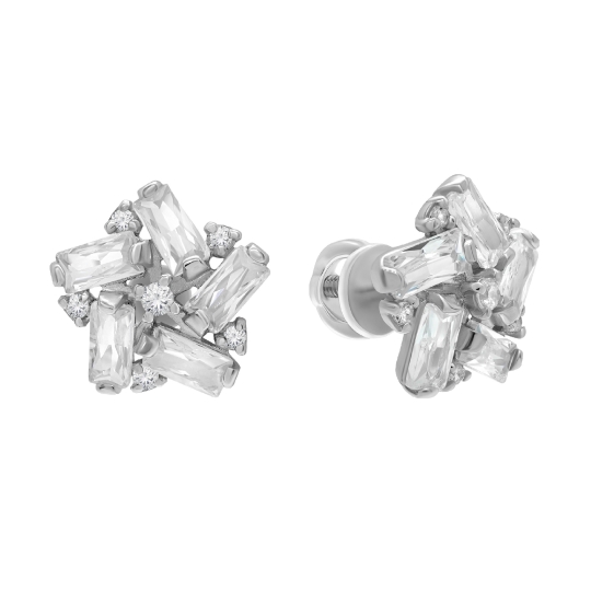 Серьги из серебра с фианитами