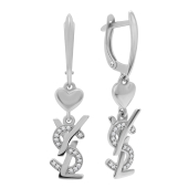 Серьги из серебра с фианитами