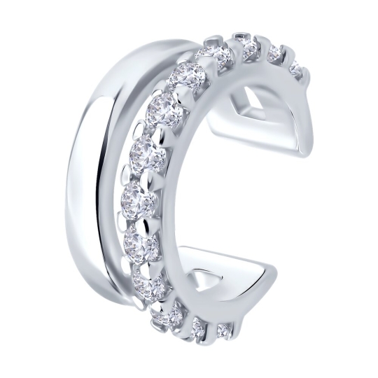 Серьги из серебра с рубиновыми корундами и фианитами