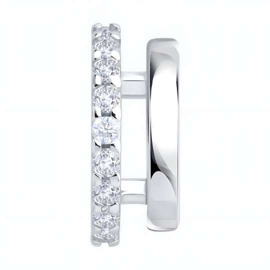 Серьги из серебра с рубиновыми корундами и фианитами