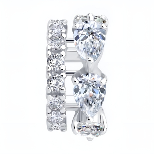 Серьга-кафф из серебра с фианитом