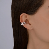 Серьга-кафф из серебра с фианитами