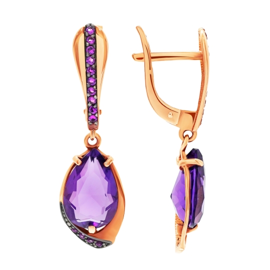 Серьги из золота с эмалью и фианитами