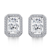 Серьги из серебра с бриллианитами и фианитами