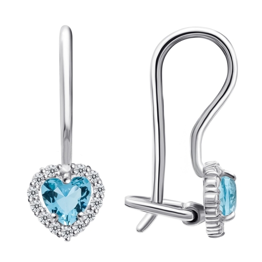 Серьги из серебра с ювелирными кристаллами и фианитами