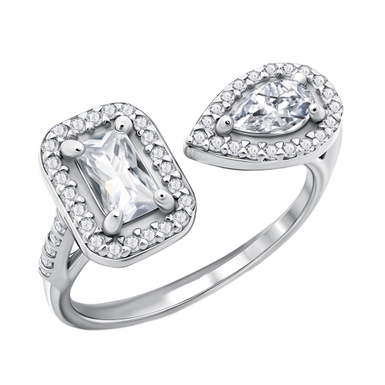 Кольцо из серебра с позолотой и фианитами